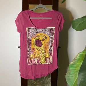 Lucky Brand Magenta Peacock Tee